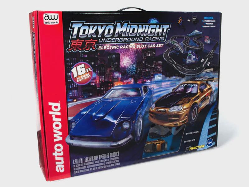 Auto World HO Tokyo Midnight Underground Slot Car 16' Racing Set (AWD34203)
