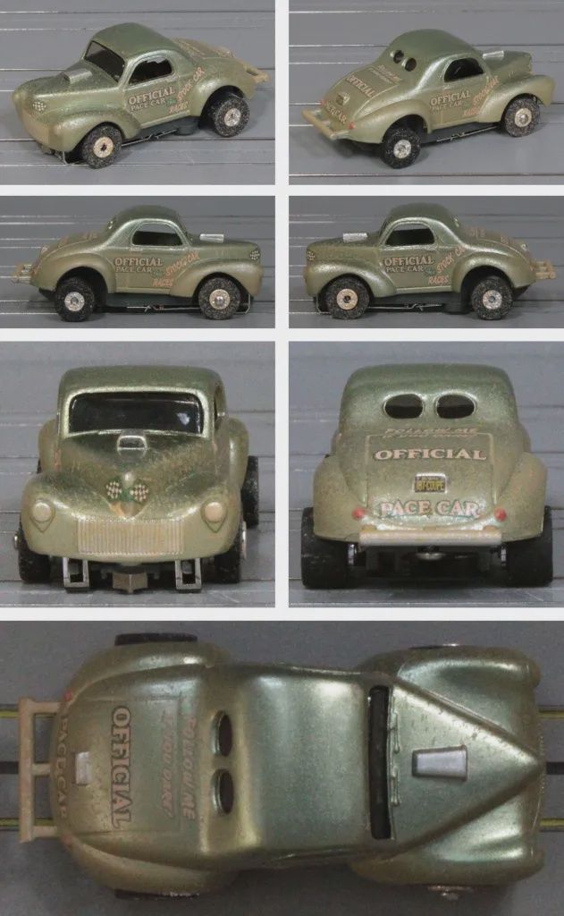 Auto World ThunderJet SC416 Thunder Road 1941 Willys Coupe - Metallic Green/Gold – Pace Car – Dirty #1A (SC416/488-1A)