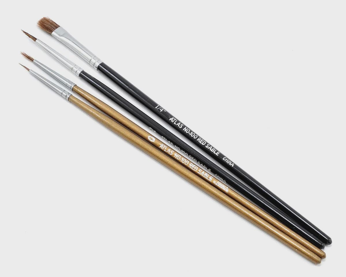 Atlas Brush Camel/Sable Round &amp; Flat Brush Set (4) (ABS100-4PS)