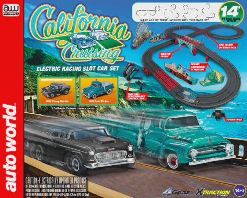 Auto World 14' California Cruising "The Pacific Coast Highway" Slot Race Set HO Scale (AWD33103)