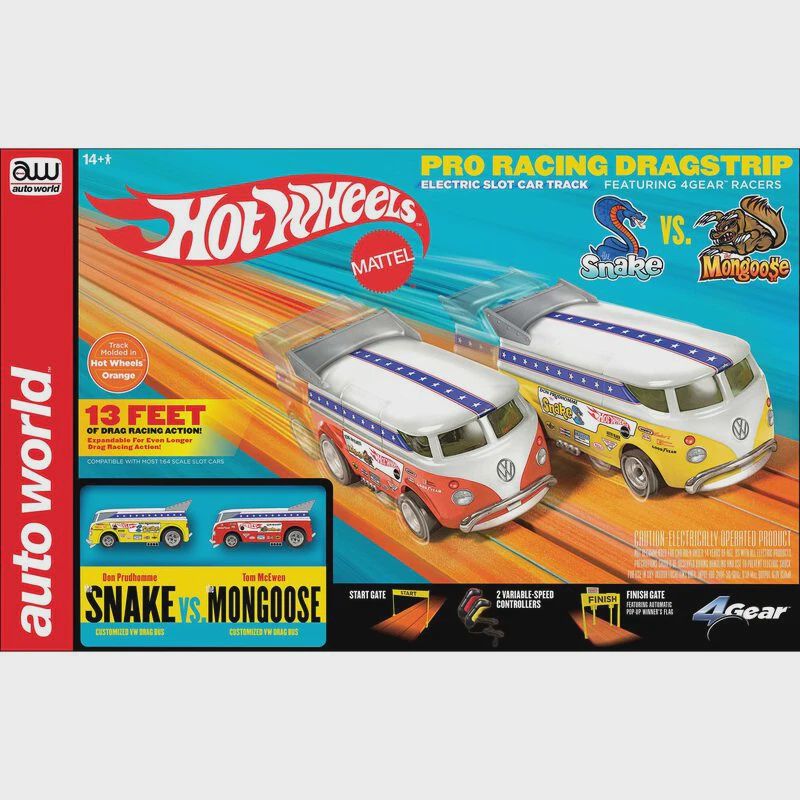 Auto World 13' Hot Wheels "Snake" vs "Mongoose" Manual Slot Set (RDZSRS340)