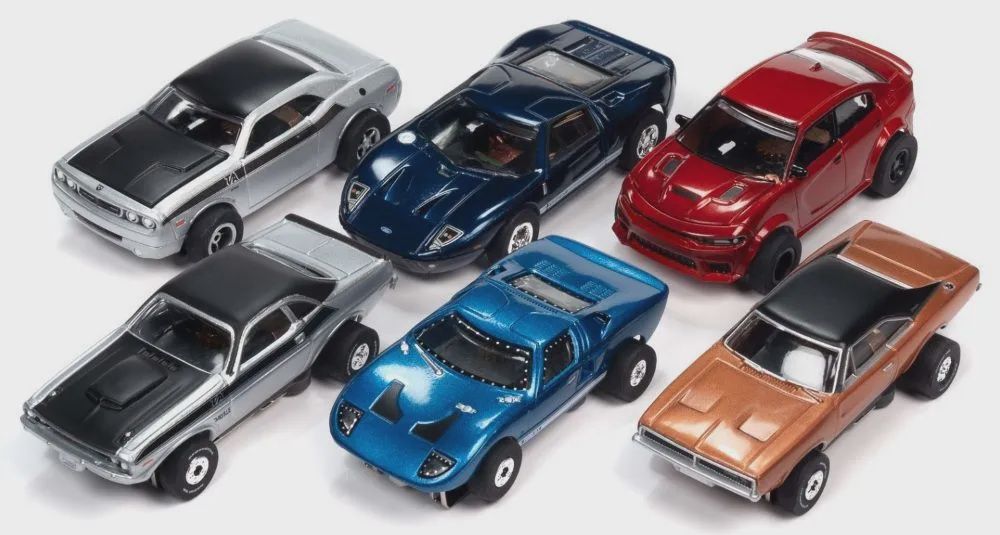 Auto World HO X-Traction/Thunderjet Yesterday &amp; Today Slot Car Assortment - Series #1 (12 Total) (AWD400)