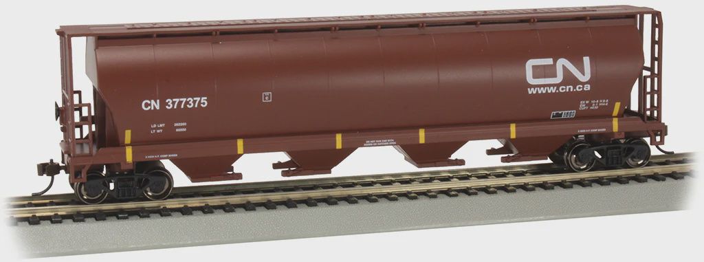 Bachmann CN #377375 (OXIDE RED)- 4 BAY CYLINDRICAL GRAIN HOPPER (BAC19103)