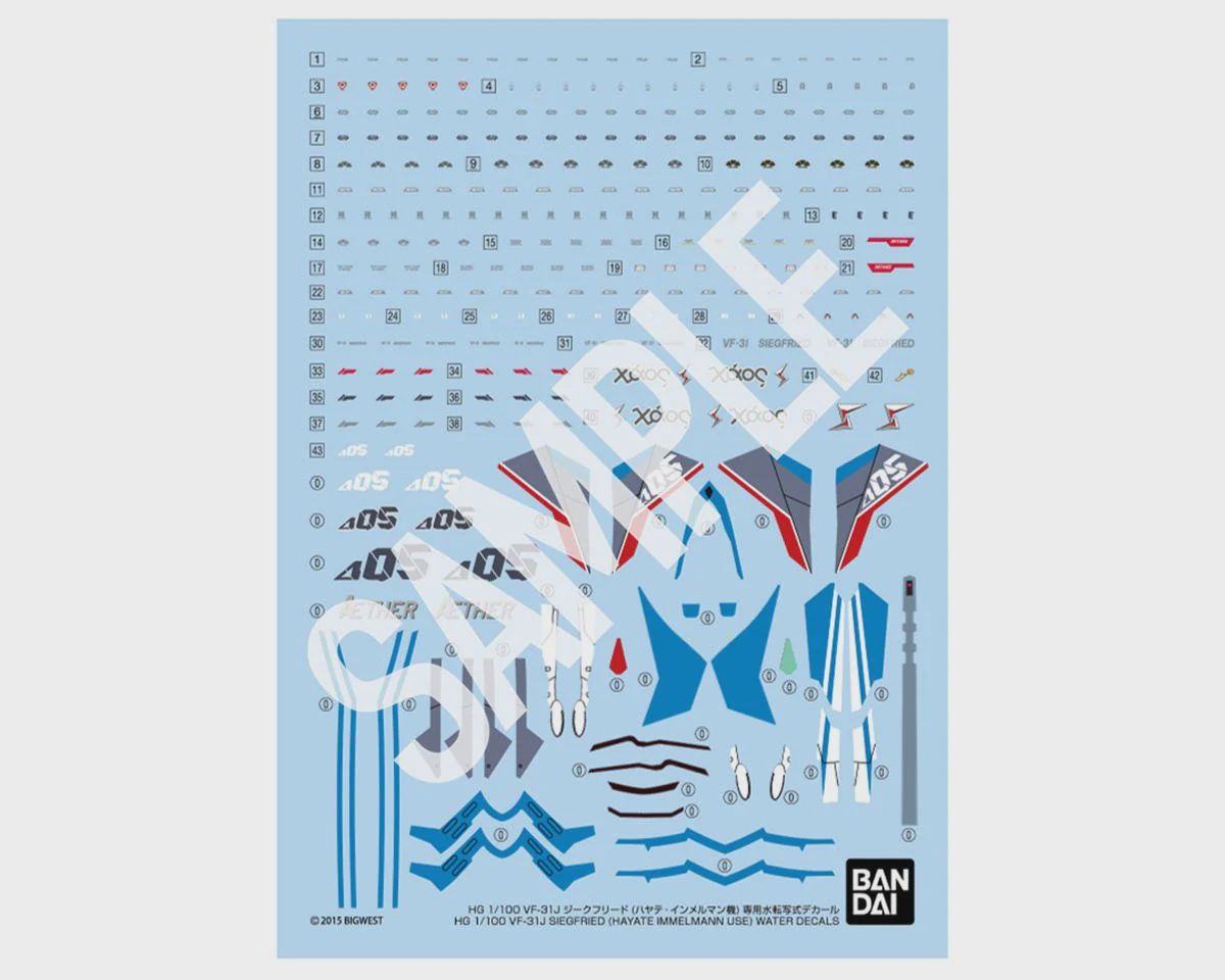 Bandai HG 1/100 VF-31J Siegfried "Macross Delta" Waterslide Decal Sheet (Hayate Use) (BAS2809258)