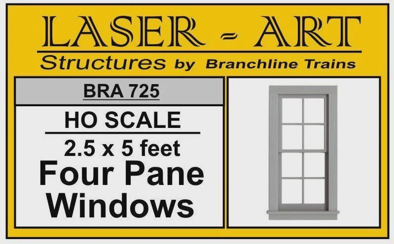 Branchline Window 4-Pane, 30 x 60" pkg(6) HO SCALE (BRA725)