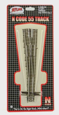 Code 55 Turnout, Nickel-Silver Rail, Brown Ties -- No.7 Left Hand (ATL2052)