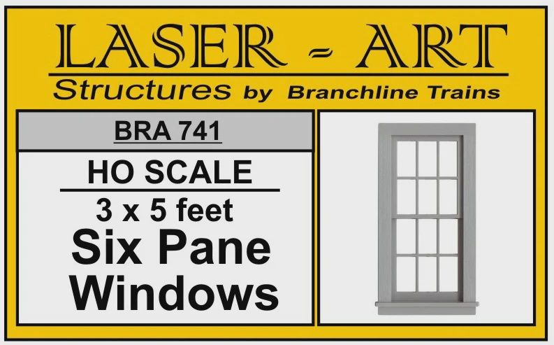 Branchline Window 6-Pane, 36 x 60" pkg(6) HO SCALE (BRA741)