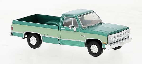 Brekina 1981 GMC Sierra Grande Pickup Truck - Assembled -- 2-Tone Green (175-19650