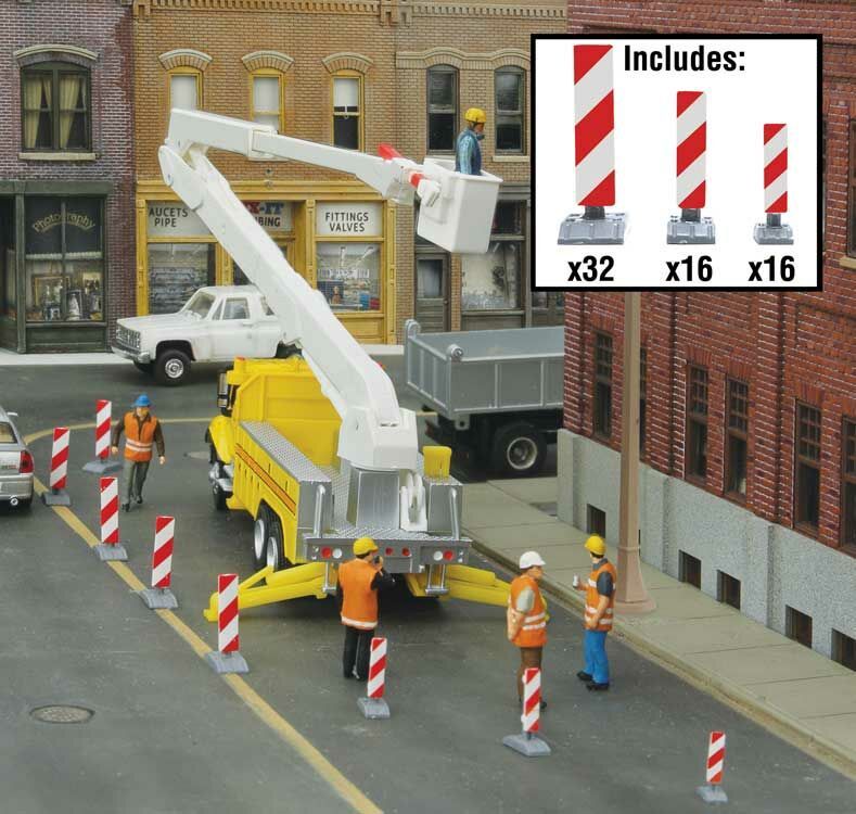 Construction Lane Markers -- Kit (white, red stripes) (949-4169)
