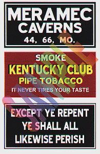 Blair Barn Sign Decals -- Set #4 - Meramac Caverns, Except Ye Repent, Kentucky Club (184-2253)