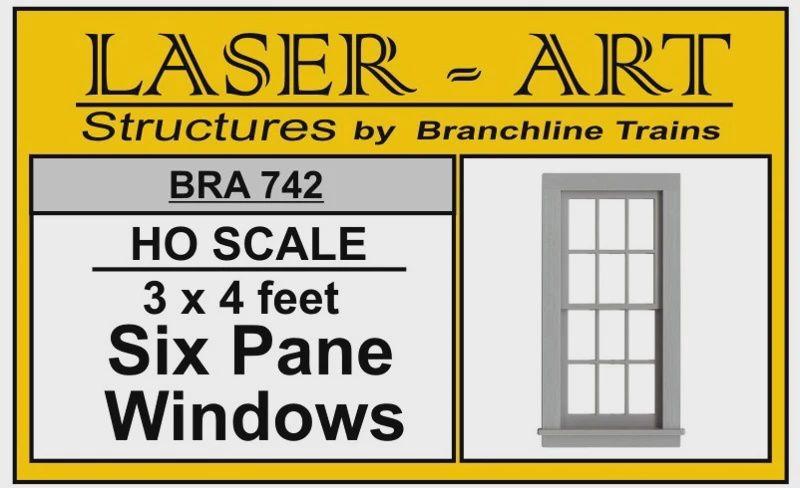 Branchline Window 6-Pane, 36 x 48" pkg(6) HO SCALE (BRA742)