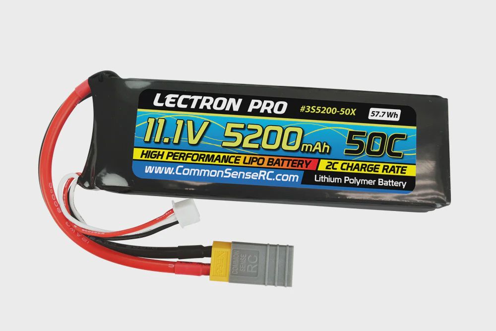 Common Sense RC Lectron Pro 11.1V 5200mAh 50C Lipo Battery with XT60 Connector (3S5200-50X)