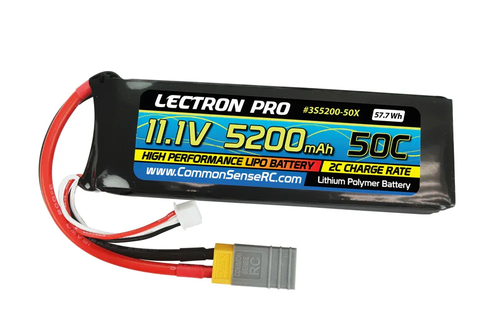 Common Sense RC Lectron Pro 11.1V 5200mAh 50C Lipo Battery with XT60 Connector (3S5200-50X)