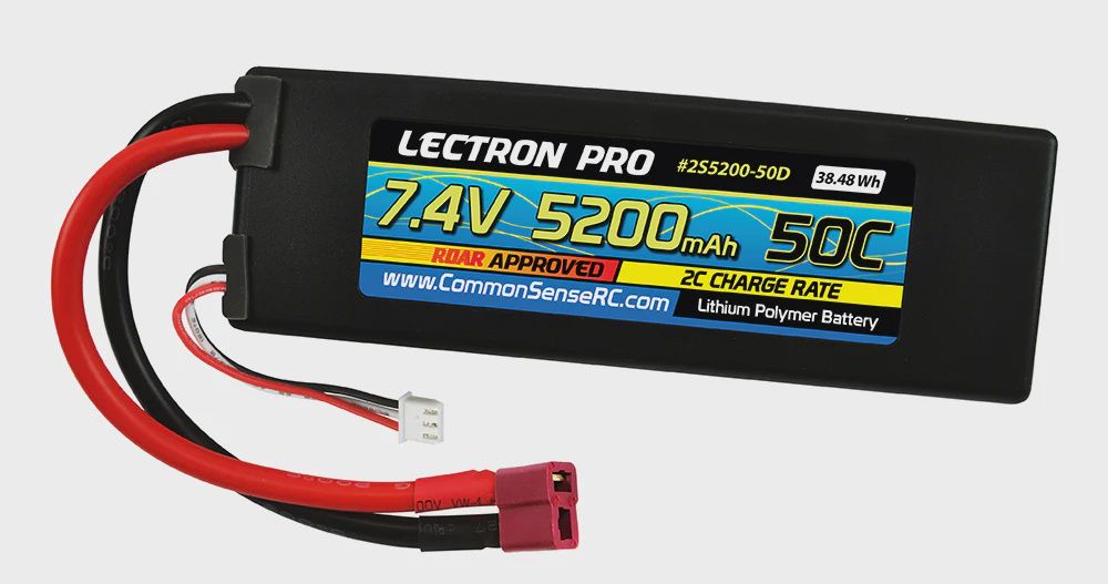 Common Sense Lectron Pro 7.4V 5200mAh 50C Lipo Battery with Deans-Type Connector (2S5200-50D)