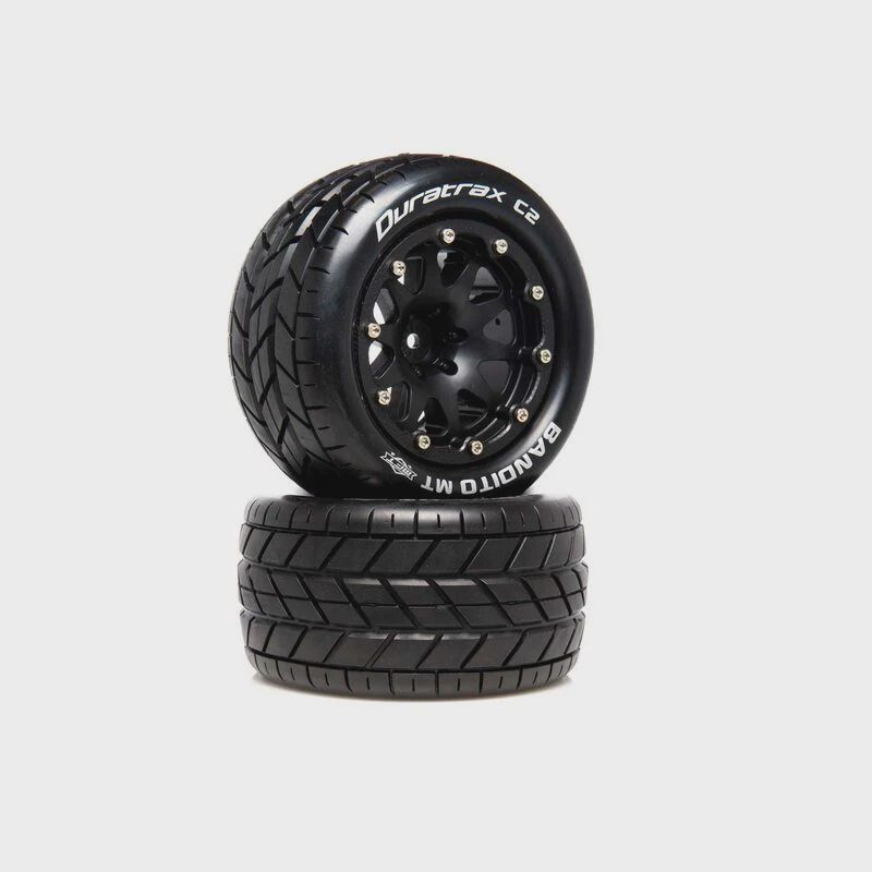 Duratrax Bandito MT Belted 2.8" 2WD Mounted Rear Tires, .5 Offset, Black (2) (DTXC5516)
