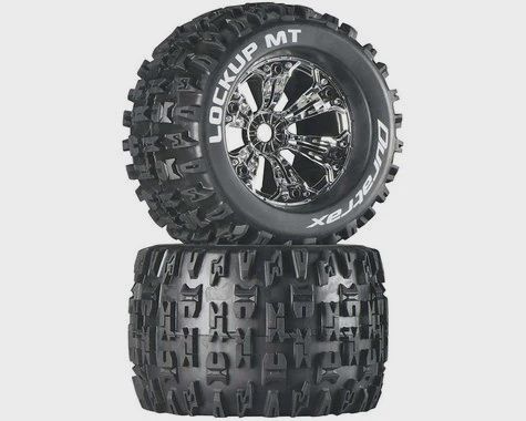 DuraTrax Lockup MT 3.8" Mounted Truck Tires (Chrome) (2) (1/2 Offset) w/17mm Hex (DTXC3581)