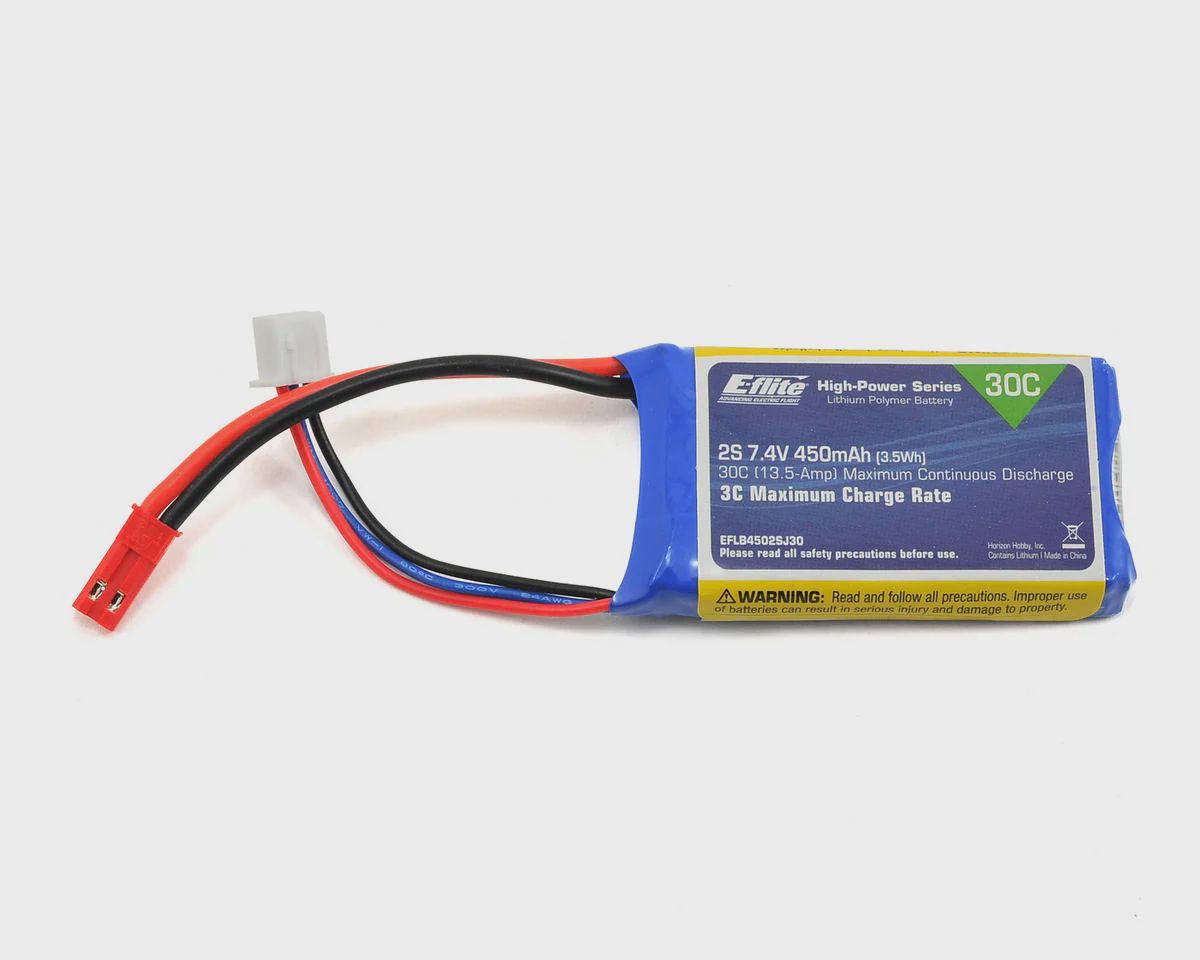 E-flite 2S LiPo Battery 30C (7.4V/450mAh) w/JST Connector (EFLB4502SJ30)