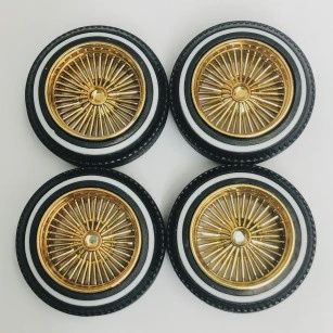 Dz's Gold Shallow Rims w/Whitewall Tires (4) (PGH1314)