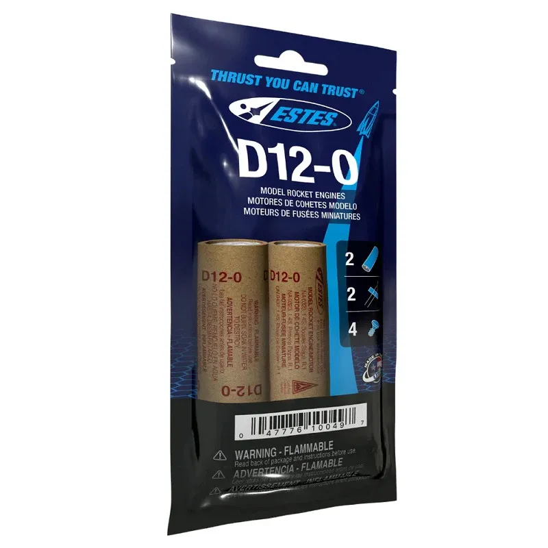 Estes Rockets D12-0 24mm Engines 2-Pack Bagged (EST10049)