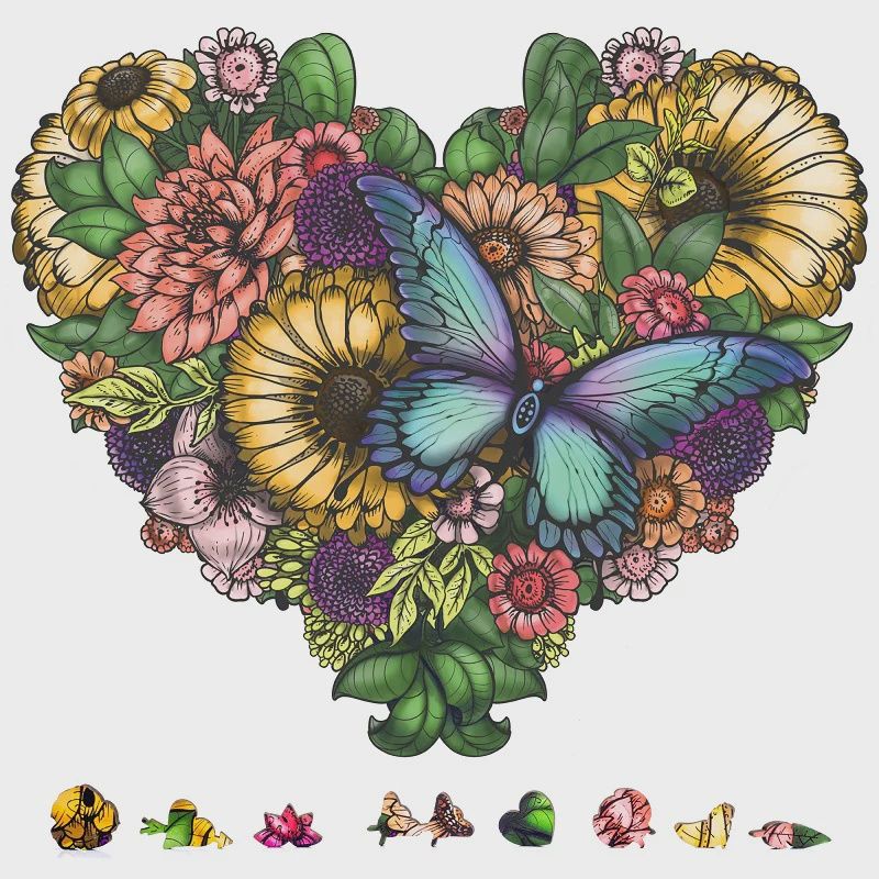Flower Heart Wooden Puzzle, 1000 Pcs (ZCPFH1000)