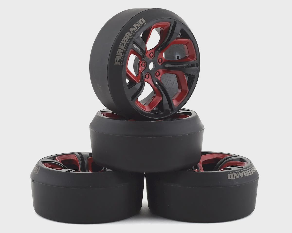 Firebrand RC Hydra XDR3 5° Pre-Mounted Tires (4) (Red/Black) w/Diamond Tires, 12mm H Offset (FBR1WHEHYD503)