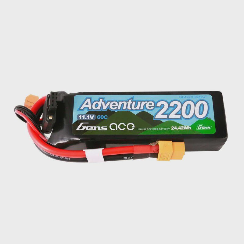 Gens Ace 11.1V 2200mAh 3S 60C G-Tech Smart LiPo Battery: XT60 (GEA223S60X6GT)