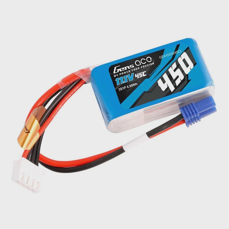 Gens Ace 3S LiPo Battery 45C (11.1V/450mAh) w/EC2 Connector (GEA4503S45E2)