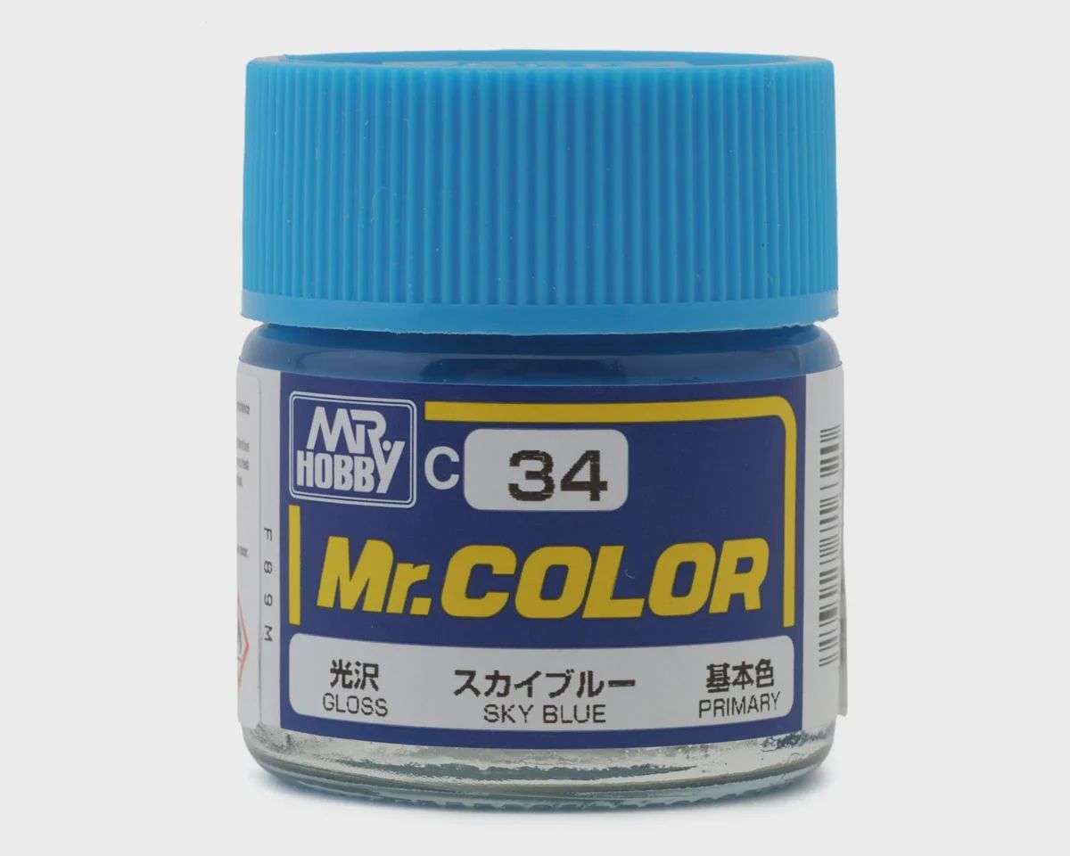 GSI Creos Mr. Hobby C34 Gloss Sky Blue Acrylic Hobby Paint (10ml) (GUZC034)