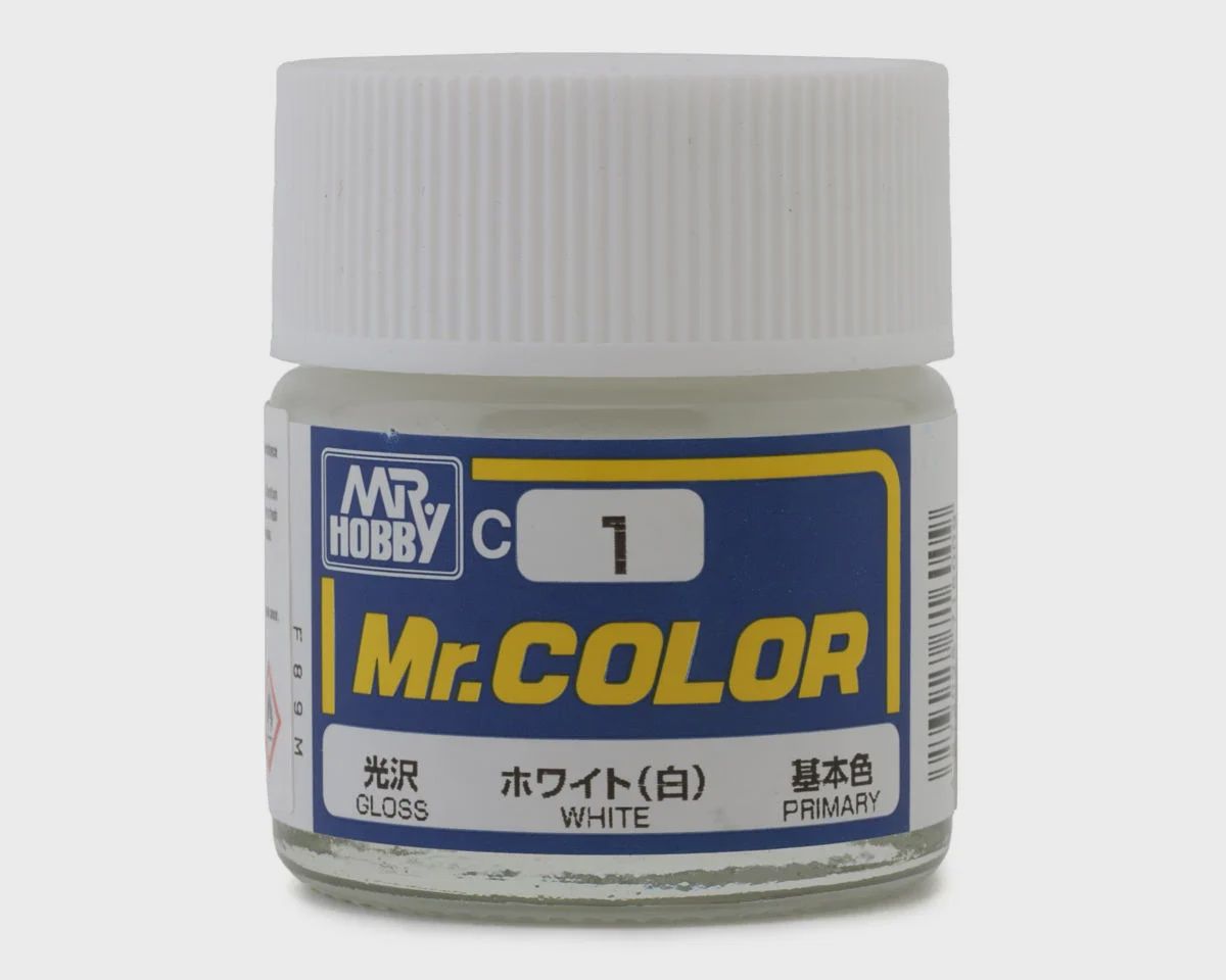 GSI Creos Mr. Hobby C1 Gloss White Acrylic Hobby Paint (10ml) (GUZC001)