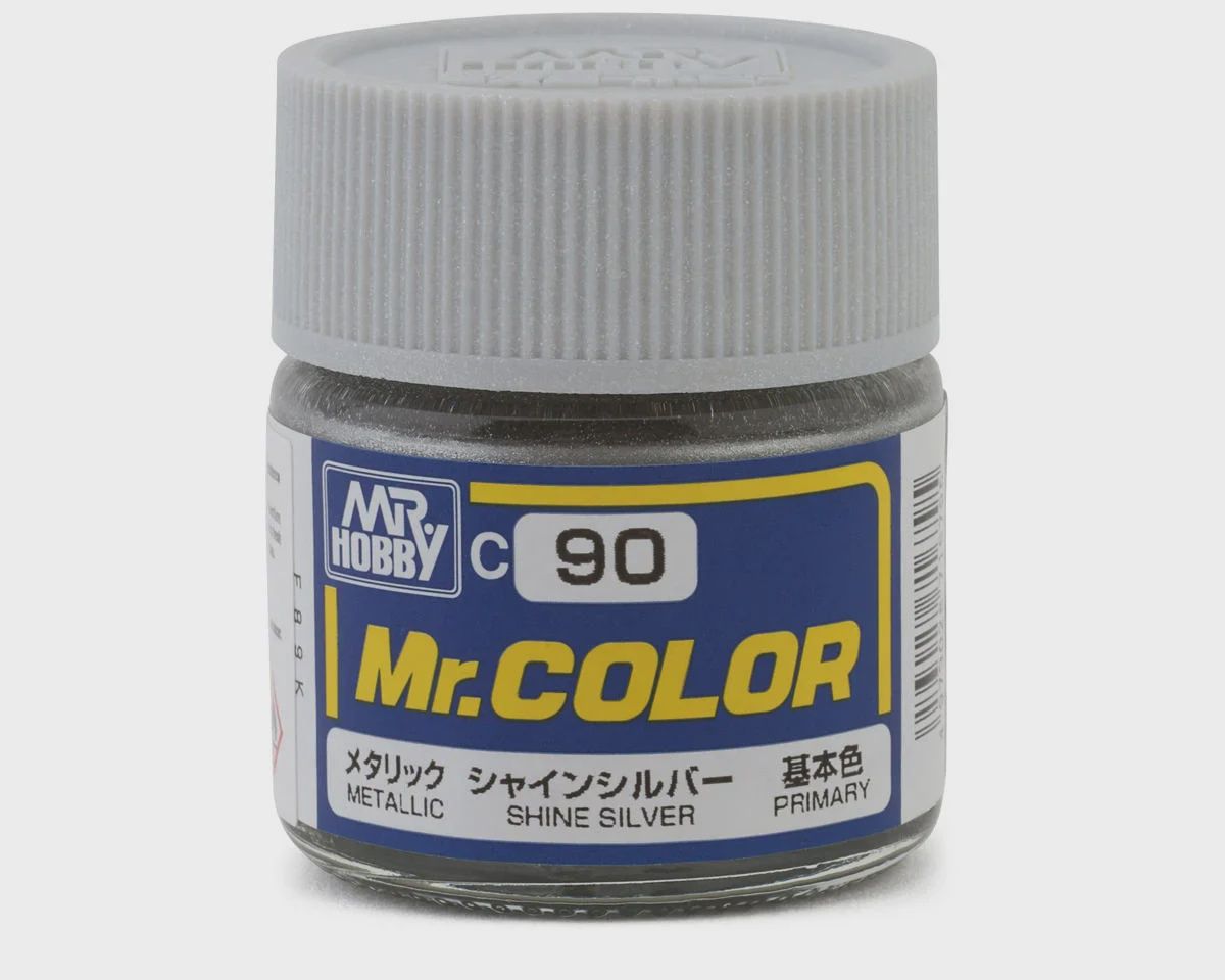 GSI Creos Mr. Hobby C90 Metallic Shine Silver Acrylic Hobby Paint (10ml) (GUZC090)