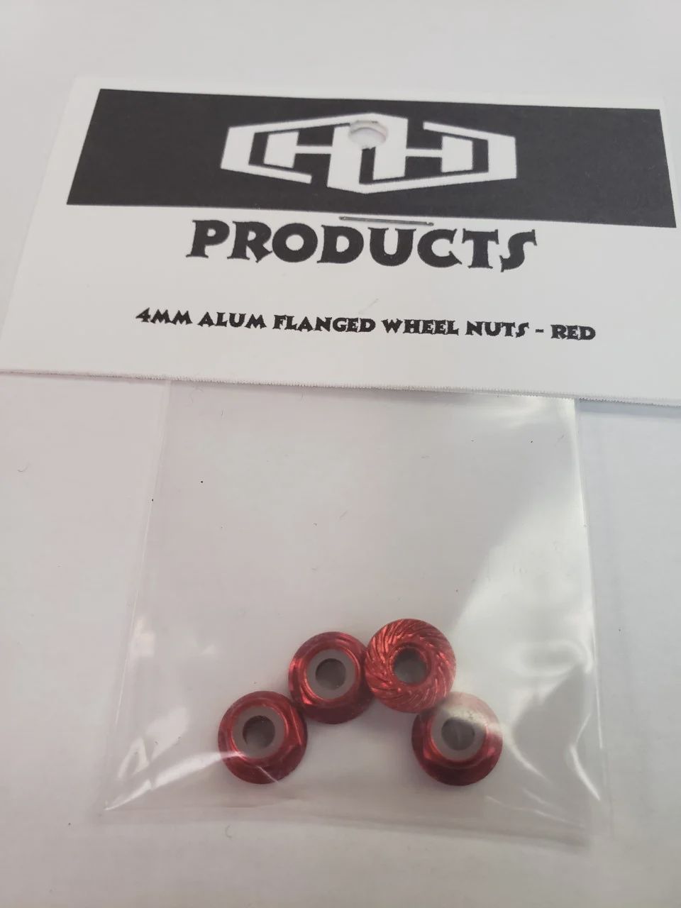 Hamilton Hobbies 4MM Flanged Nylon Locking Nut (Aluminum, Red-anodized, Serrated) (4) (HAM5491R)