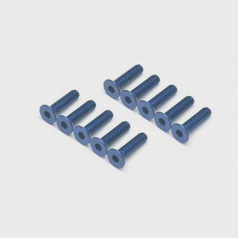 Hamilton Hobbies 3X12 Blue Flat Head ALUM 7075 SCREWS (10) (HAM3X12BLUE)