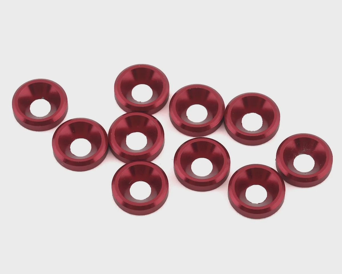 Hamilton Hobbies Aluminum Small Red Washers 3mm (10) (HAM5433-RE)