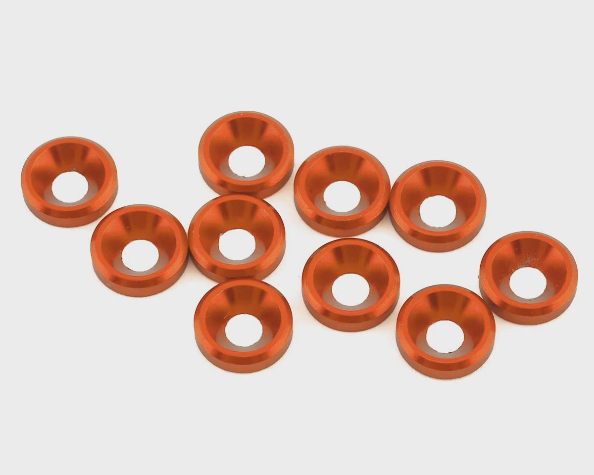 Hamilton Hobbies Orange Aluminum Washers 3mm (4) (HAM130558)
