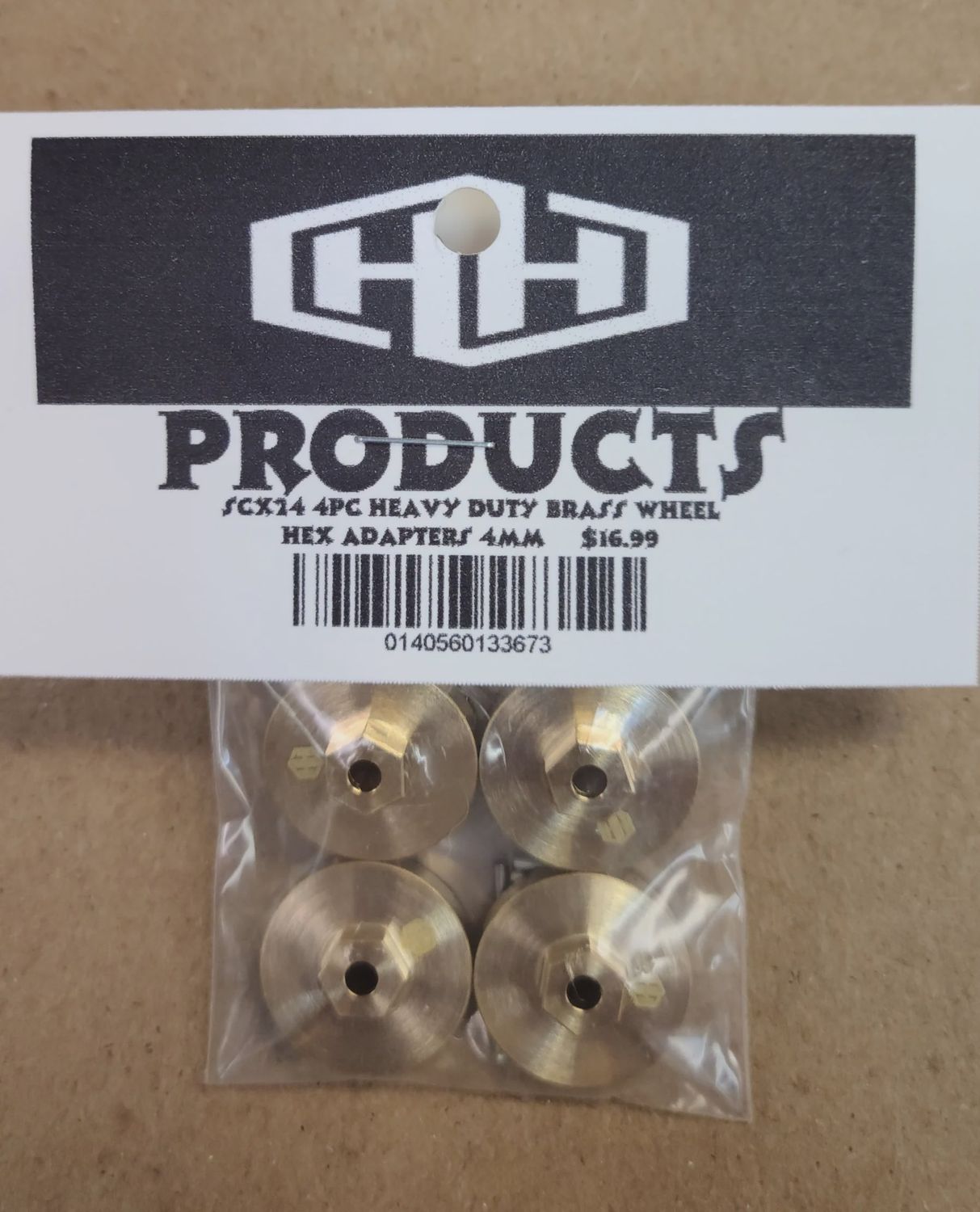 Hamilton Hobbies SCX24 4MM BRASS WHEEL HEX ADAPT (HAM133673)