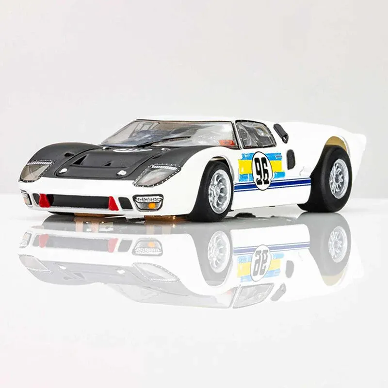 HO Ford GT40 Mk.II #96 Mega G+ Slot Car, White &amp; Black