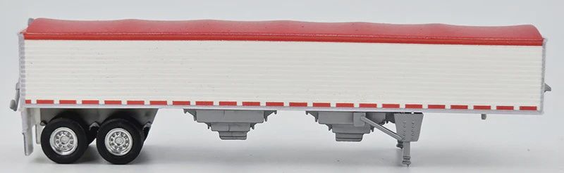 HO Logistics G39' Covered Grain Trailer - Assembled -- White with Red Tarp (734-468)