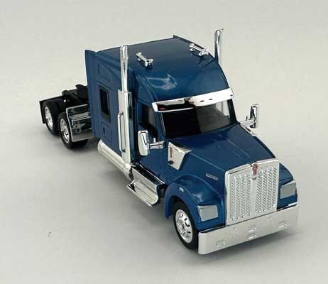 HO Logistics Kenworth 990 Stand-Up Sleeper-Cab Semi Tractor -- Metallic Blue (734-990065)