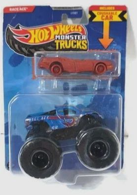 HOT WHEELES MONSTER TRUCKS RACE ACE WITH CRUSHABLE CAR