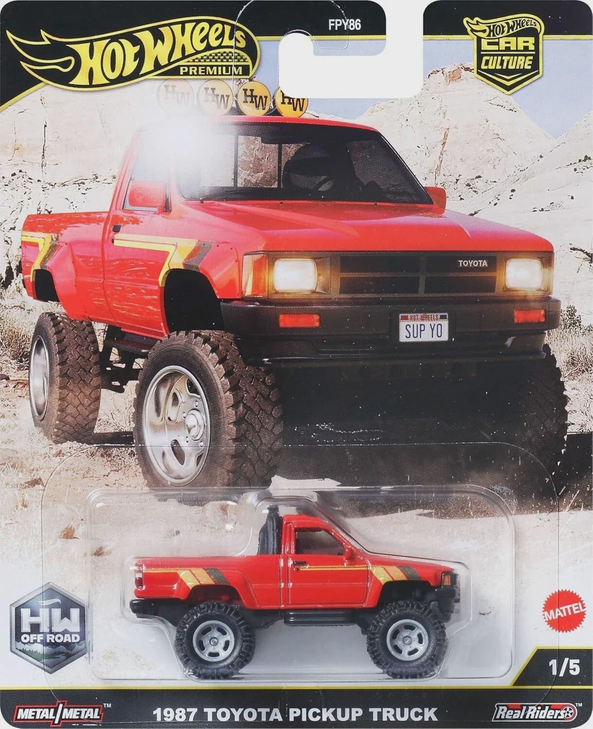 Hot Wheels 1987 Toyota Pickup Truck Red JBK73 1/5 2025 Car Culture: HW Off Road (MTTFPY86-JBK73)