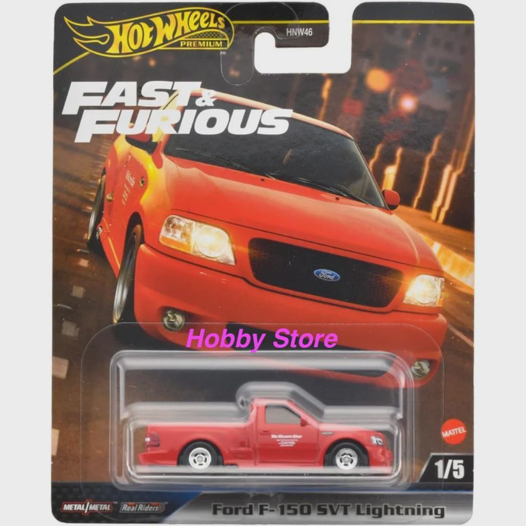 Hot Wheels Premium Fast &amp; Furious Ford F-150 SVT Lightning, #1/5. Metal/Metal Real Riders, Red (HYP75)