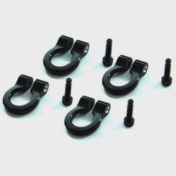 Hot Racing 1/10 Aluminum Black Tow Shackle D-Rings (4) (HRAACC80801)