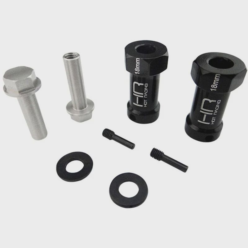 Hot Racing Axial Wheel Hub Extensions w/12mm Hex (Black) (2) (+18mm) (HRASCX10ET01)