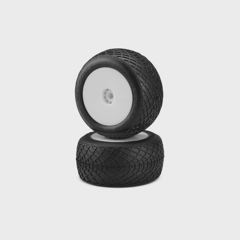 JConcepts 1/16 Ellipse Pre-Mounted Mini-T/ Mini-B Tires, White Wheels, Green Compound (2) (JCO40041221)