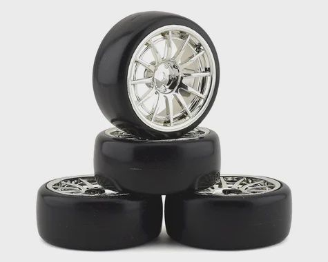 Integy "Type IV" Complete Drift Wheel &amp; Tire Set (Chrome) (4) (INTC23243)