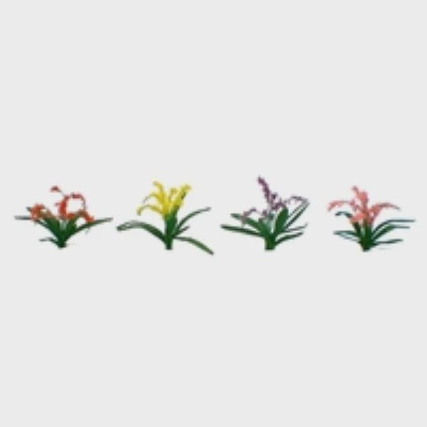 JTT Scenery Flower Plants: Red, Pink, Yellow, Purple 30/pk – 3/8in – HO Scale (JTT95548)