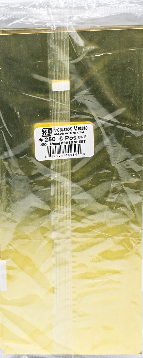 K&amp;S Brass Sheet, 0.005" Thick x 4" Wide x 10" (K+S250)