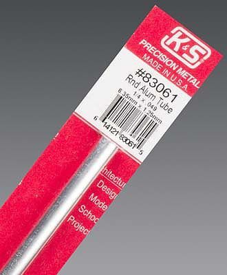 K+S83061 1/4"x 12" Round Aluminum Tube .049 Wall (1) (K+S83061)