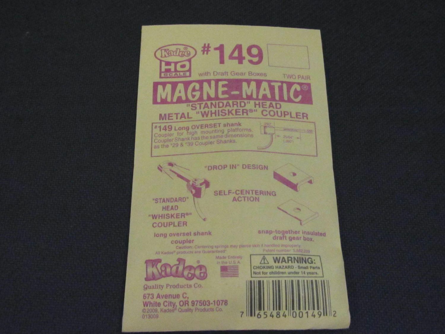 Kadee #149 HO Scale Whisker Metal Couplers - Long Overset 2 Pair (KAD149)