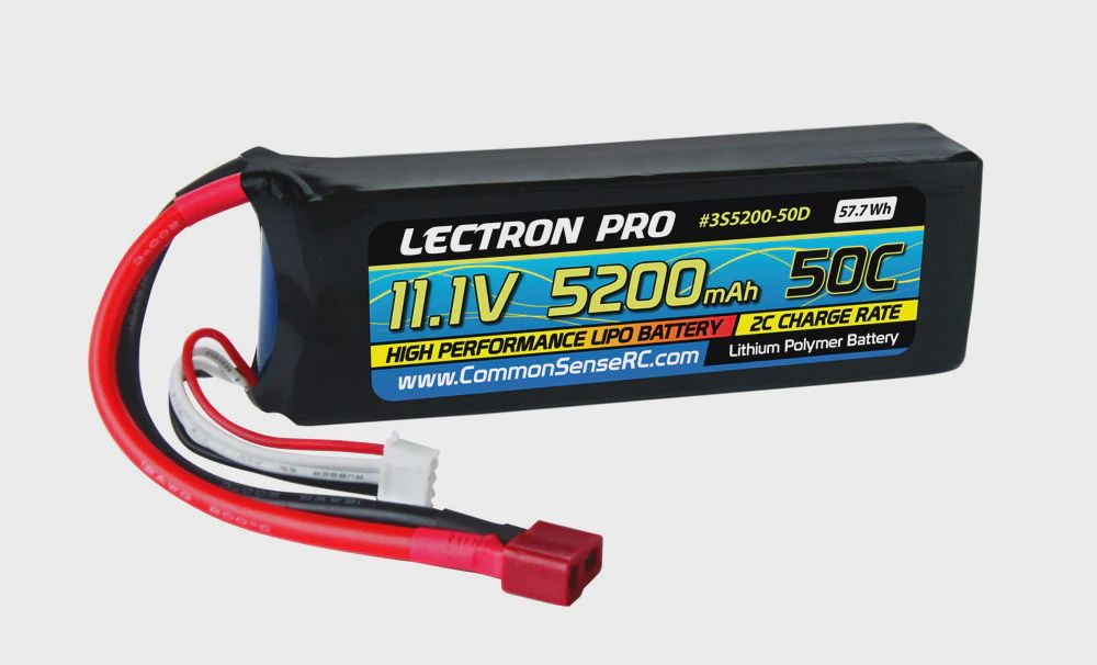 Lectron Pro 11.1V 5200mAh 50C Lipo Battery with Deans (3S5200-50D)
